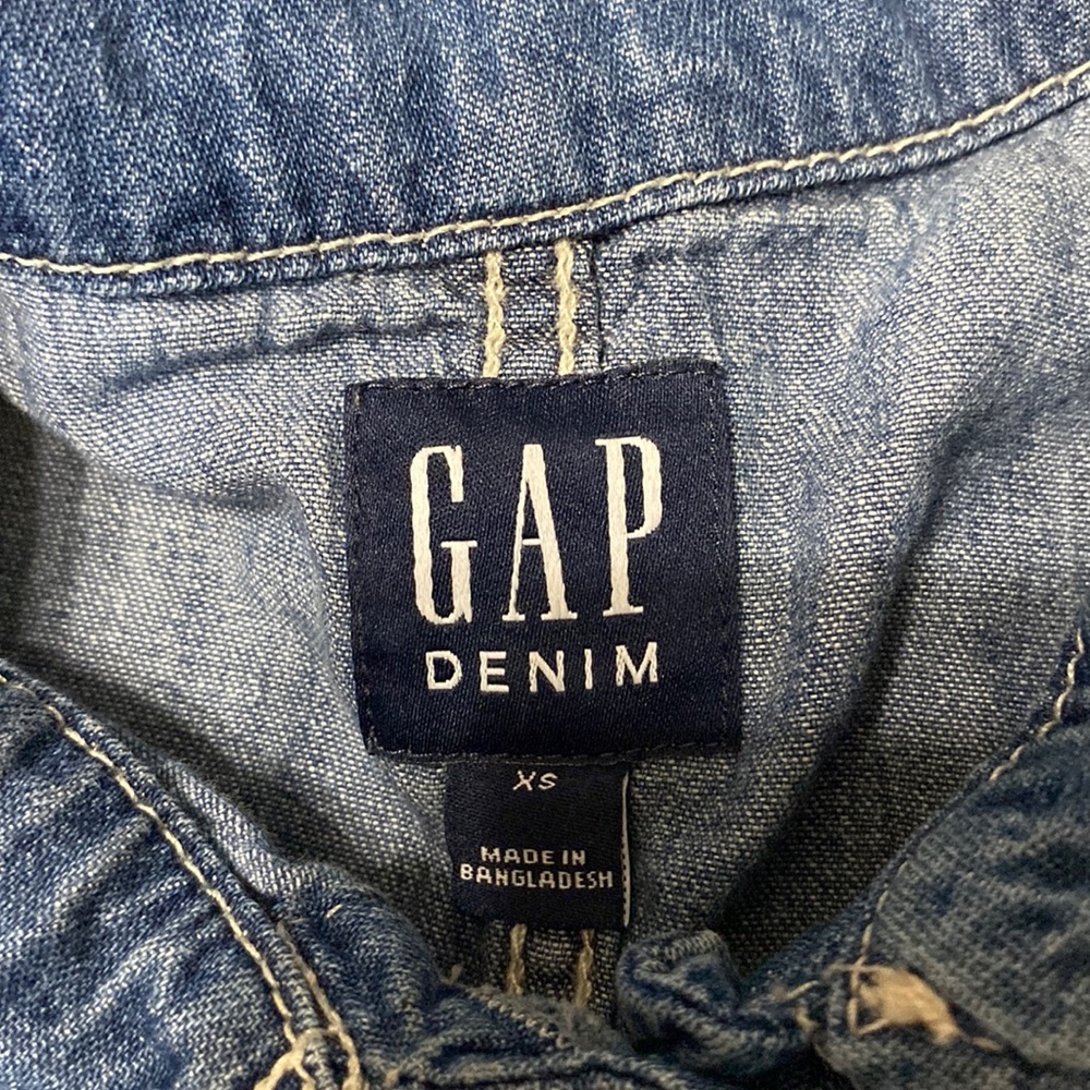 Gap Button Down Denim Long Sleeve Drawstring Wais… - image 4